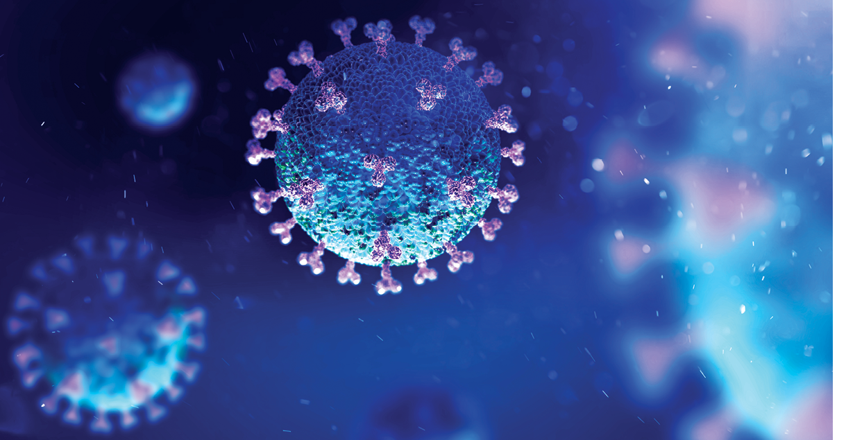 Coronavirus COVID-19 under the microscope  3d illustration