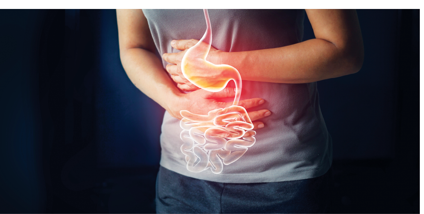 Woman touching stomach painful suffering from stomachache causes of menstruation period, gastric ulcer, appendicitis or gastrointestinal system desease  Healthcare and health insurance concept