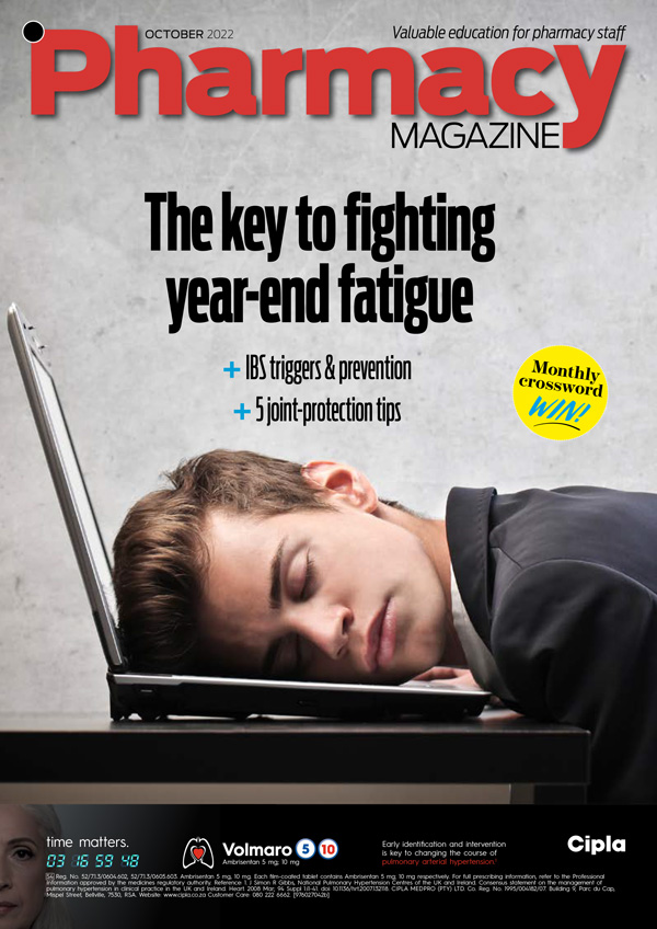 End year fatigue pharmacy magazine cover