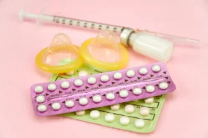 Different contraceptive methods including the pill, condoms, injections