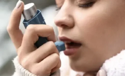 Webinar screenshot featuring Dr. Corli Lodder discussing new asthma treatment strategies
